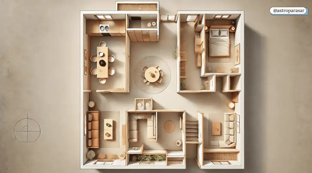 3D layout of house design according to Vastu Shastra