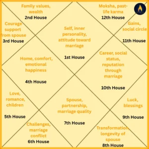 Astrological D9 Navamsa Chart showing planetary positions for marriage, spouse, and spiritual destiny.

