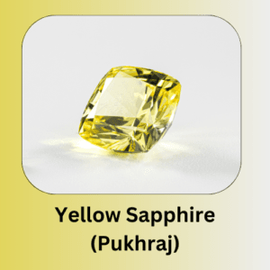Yellow Sapphire gemstone (Pukhraj), tied to Jupiter in Vedic astrology, symbolizing wisdom and prosperity.