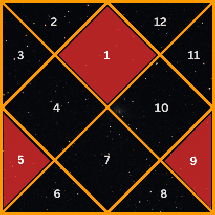 Trikona housesThe 1st, 5th, and 9th houses together form the Dharma Trikona.